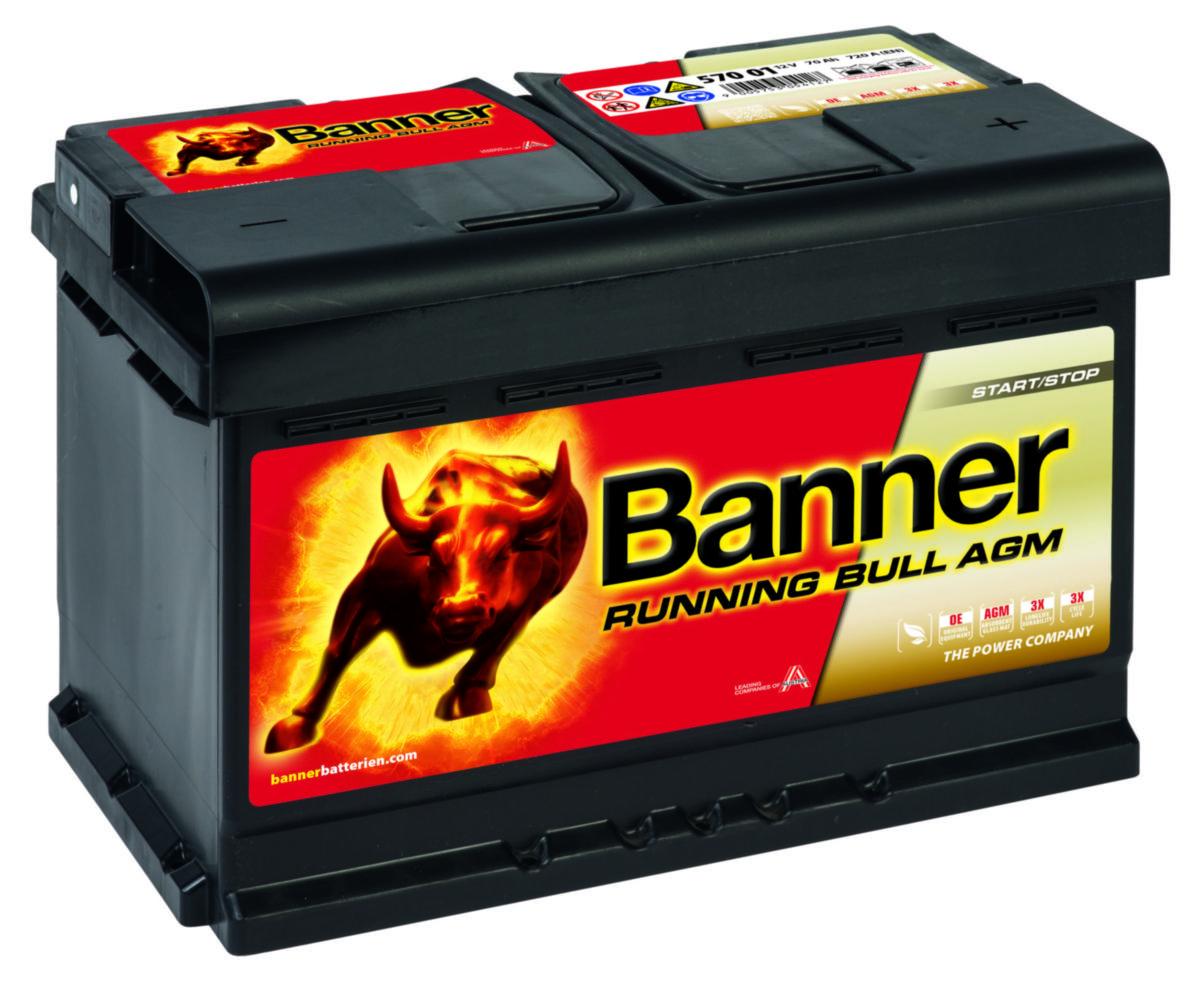 Startbatteri Banner Running Bull AGM - STARTBATTERI AGM 12V 70AH BANNER RB 57001