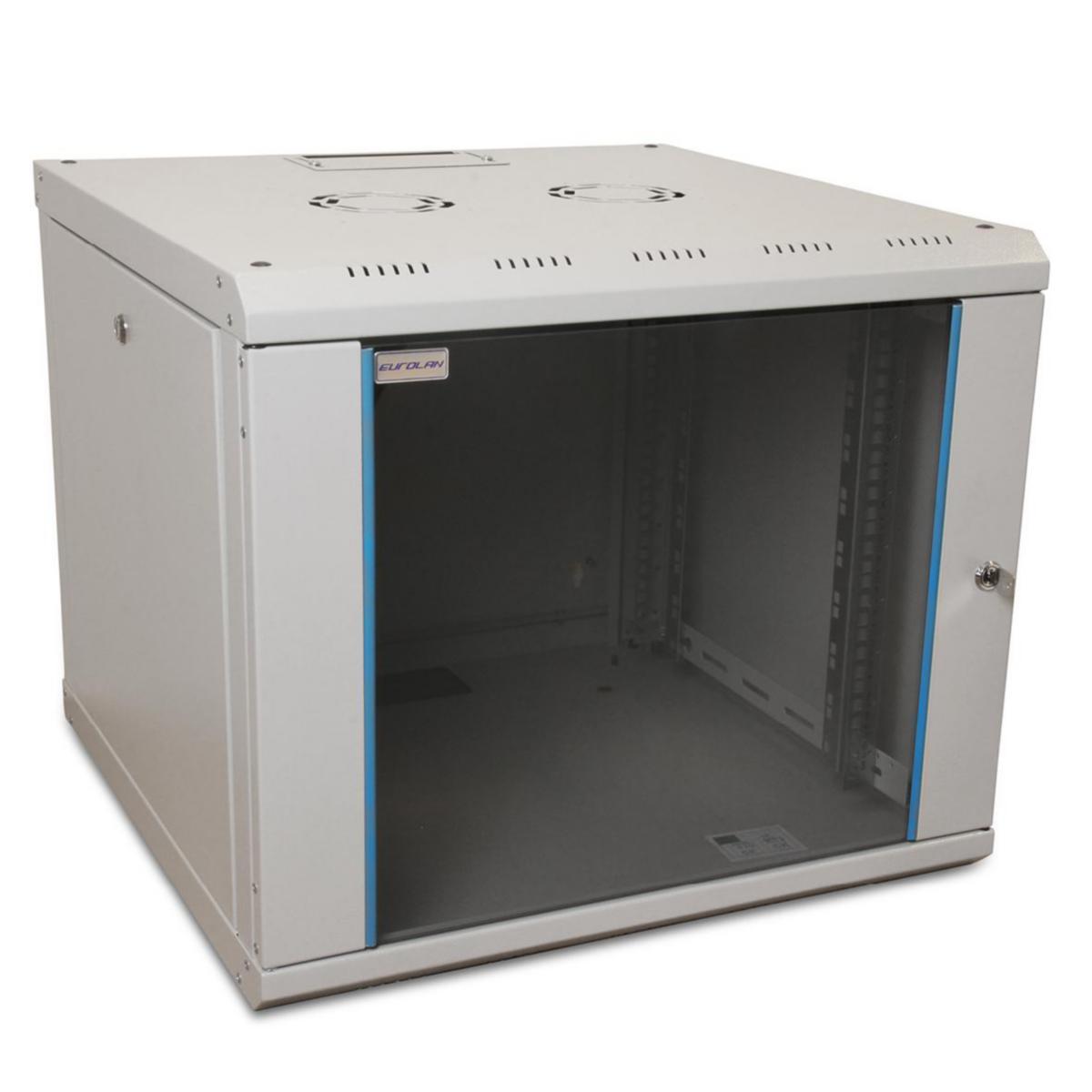 Väggskåp 19" 60W med glasdörr, Eurolan - VÄGGSKÅP 9U 600x600 GLASDÖRR 60W-09-65-08GY