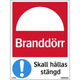 Dekal "Branddörr skall hållas stängd"