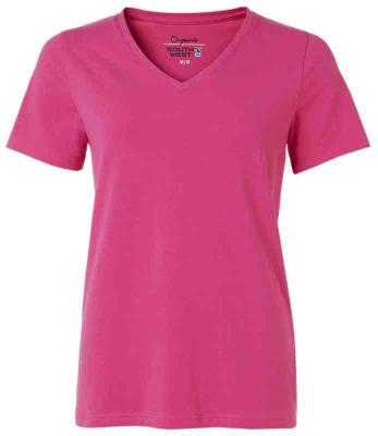 T-SHIRT SOUTH WEST SCARLET 125 DAM V-HALS CERISE STL S