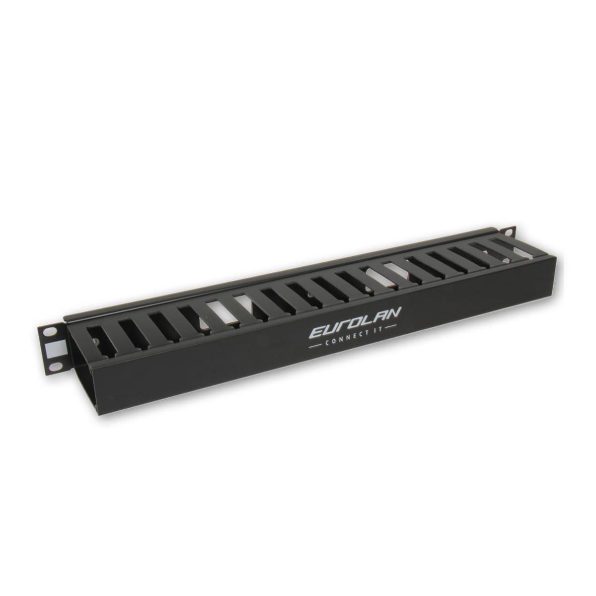 Trådledare med lock, Eurolan - TRÅDLEDARE MED LOCK 1HE 19" 25B-1U-11BL